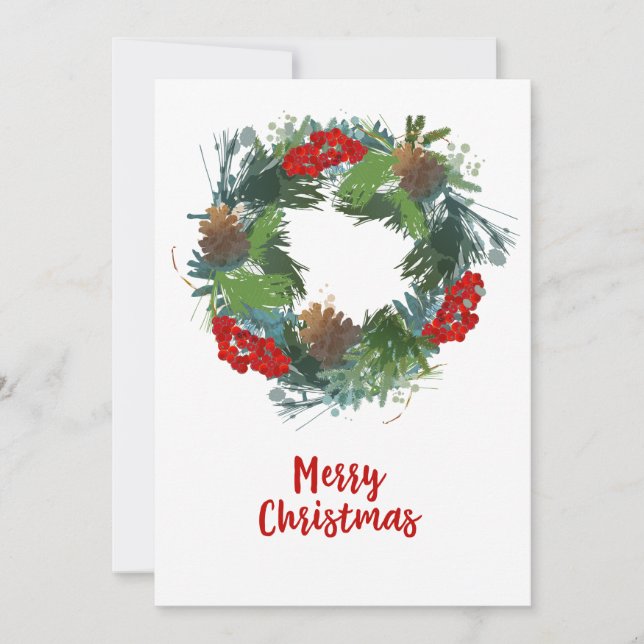 Watercolor Wreath Christmas Card (Front)