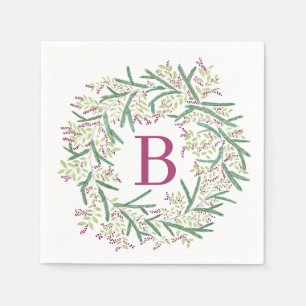 Watercolor Wreath Christmas Napkins