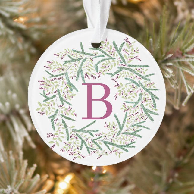 Watercolor Wreath Christmas Ornament (Tree)