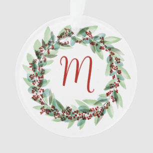 Watercolor Wreath Christmas Ornament