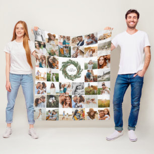 Watercolor wreath elegant 38 photo modern family fleece blanket