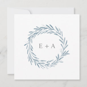 Watercolor Wreath Monogram Square Save the Date Invitation