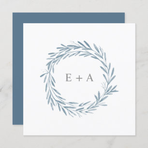 Watercolor Wreath Monogram Square Save the Date Invitation