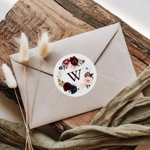 Watercolor Wreath Monogram Wedding Envelope Seals