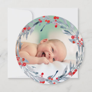 watercolor wreath new baby holiday card