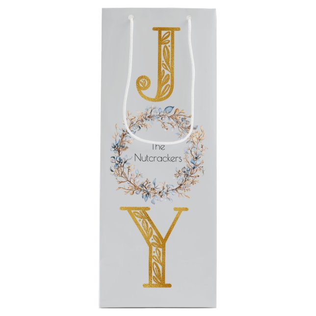 Watercolor Wreath Nutcracker Christmas Wine Gift Bag (Front)