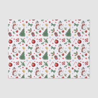 Watercolor Xmas Icons Festive Christmas Pattern  Tissue Paper