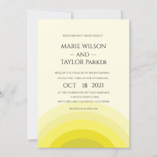 Watercolor yallow monogram wedding invitation