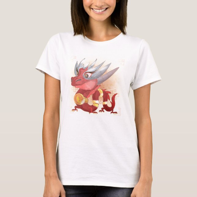 Watercolor Year of the Dragon, Samurai T-Shirt (Front)
