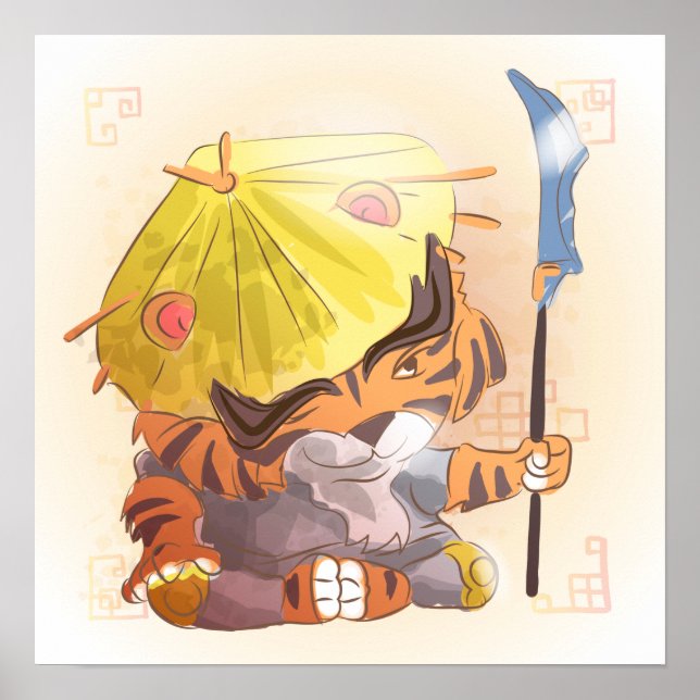 Watercolor Year of the Tiger, Samurai Poster (Front)