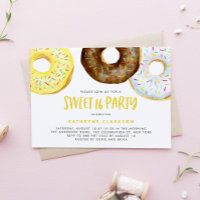 Watercolor Yellow and Chocolate Doughnuts Sweet 16