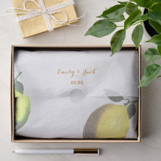 Watercolor Yellow and Green Lemon Citrus Wedding Tissue Paper