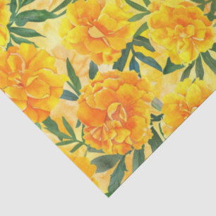 Watercolor Yellow and Orange Marigold Type Flowers Tissue Paper