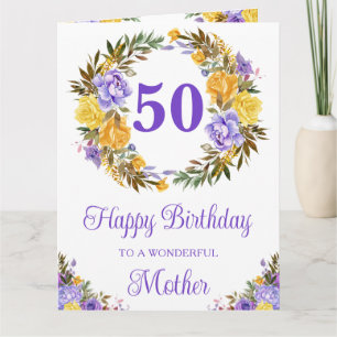 Watercolor Yellow and Purple Flowers Birthday Card