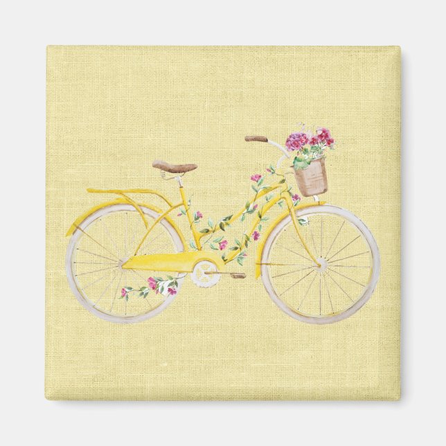 Watercolor Yellow Bike Magnet (Front)
