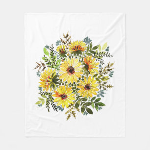 Watercolor Yellow Bouquet: Daisy Love Fleece Blanket