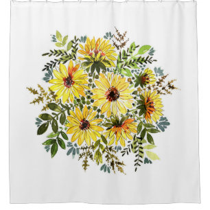Watercolor Yellow Bouquet: Daisy Love Shower Curtain