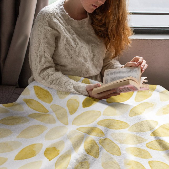 Watercolor yellow brush strokes fleece blanket (Creator Uploaded)