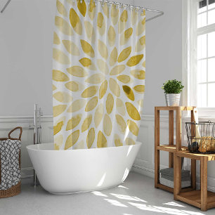 Watercolor yellow brush strokes shower curtain