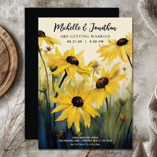 Watercolor Yellow Daisies   Daisy Flower Wedding Invitation