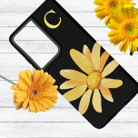 Watercolor Yellow Daisy on Black Monogram Samsung Galaxy Case<br><div class="desc">This striking yet simple cell phone case with yellow watercolor daisy can be personalised with your desired initial.</div>