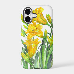 Watercolor Yellow Day Lilies Floral Art