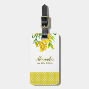 Watercolor Yellow Day Lilies Floral Art Luggage Tag