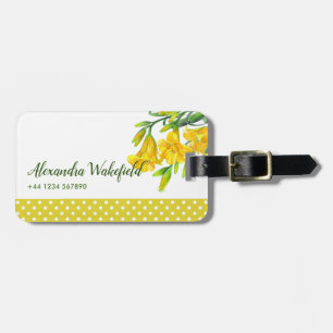 Watercolor Yellow Day Lilies Floral Art Luggage Tag