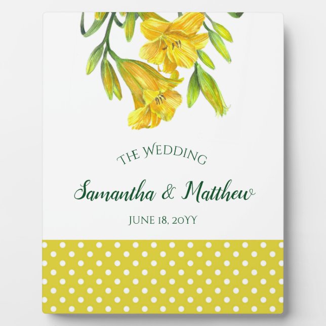 Watercolor Yellow Day Lilies Floral Art Plaque (Front)