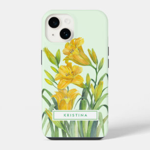 Watercolor Yellow Day Lilies Floral Illustration iPhone 14 Case