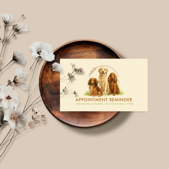 Watercolor Yellow Dog Breeds Pet Care Appointment Business Card (Creator Uploaded)