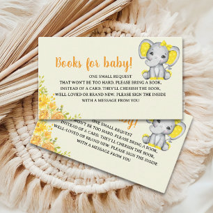 Watercolor Yellow Elephant Baby shower Girl Enclosure Card