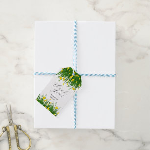 Watercolor Yellow Floral Garden White Wedding Gift Tags