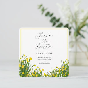 Watercolor Yellow Floral Garden White Wedding Save The Date