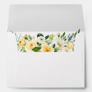 Watercolor Yellow Floral Greenery Envelope