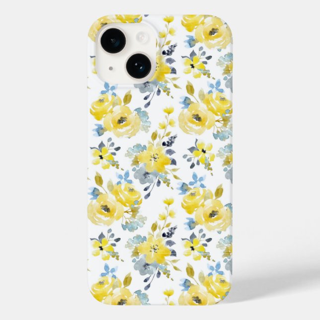 Watercolor Yellow Floral Pattern Case-Mate iPhone Case (Back)