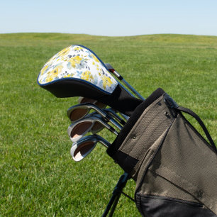 Watercolor Yellow Floral Pattern Golf Head Cover