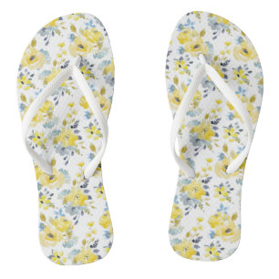Watercolor Yellow Floral Pattern Jandals