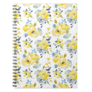 Watercolor Yellow Floral Pattern Notebook