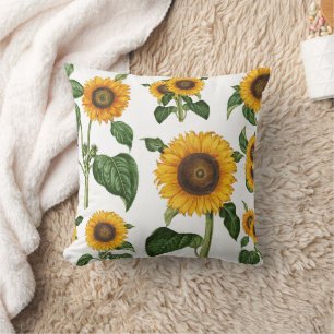 Watercolor Yellow Flowers Botanical Foliage Cushion