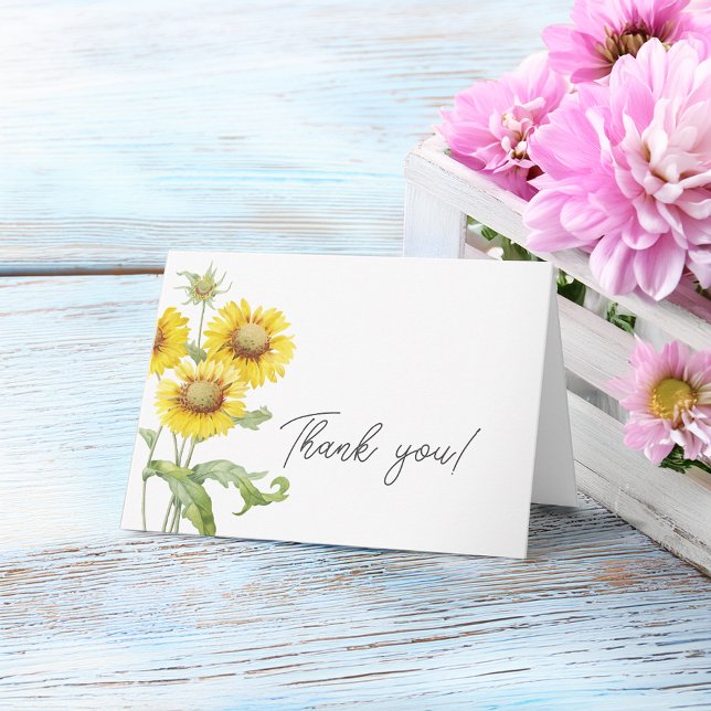 Watercolor Yellow Flowers Thank You Card (Watercolor Yellow Flowers Thank You Card)