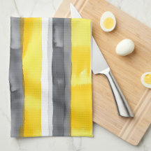 Watercolor Yellow Grey White Striped 