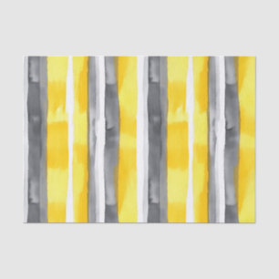 Watercolor Yellow Grey White Striped  Tissue Paper