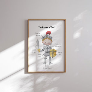 Watercolor Yellow hair boy the armour of God print