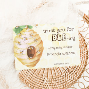 watercolor yellow honey bumble bee baby shower thank you card