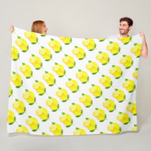 Watercolor Yellow Lemon fruit Citrus Summer  Fleece Blanket