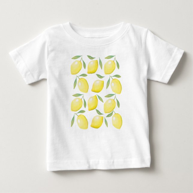 Watercolor Yellow Lemons Baby T-Shirt (Front)