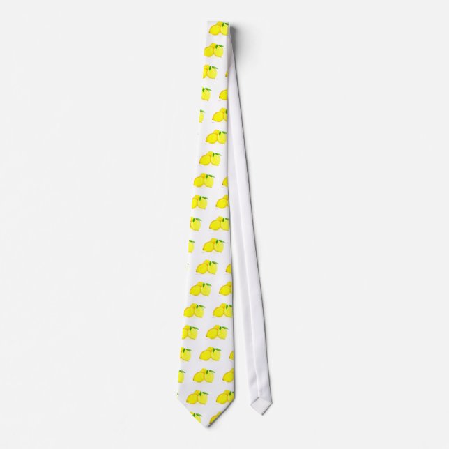 Watercolor Yellow lemons fruits tropical Tie (Front)