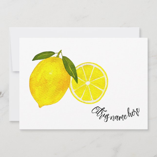 Watercolor Yellow Lemons Invitation (Front)