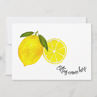Watercolor Yellow Lemons Invitation